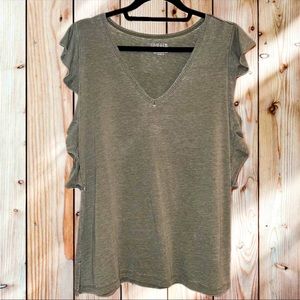 Time and Tru Worn Sage Green ruffled short sleeveTop. Size L